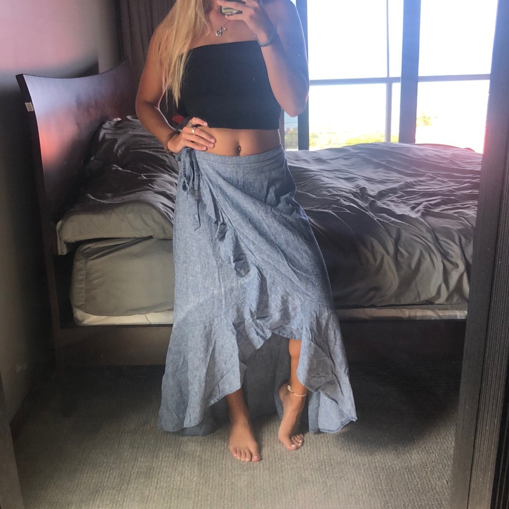 Linen blue skirt